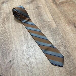 ESQUIRE | NWT Men's Warehouse 100% Silk Orange Blue Gray Striped‎ Tie, $60 MSRP